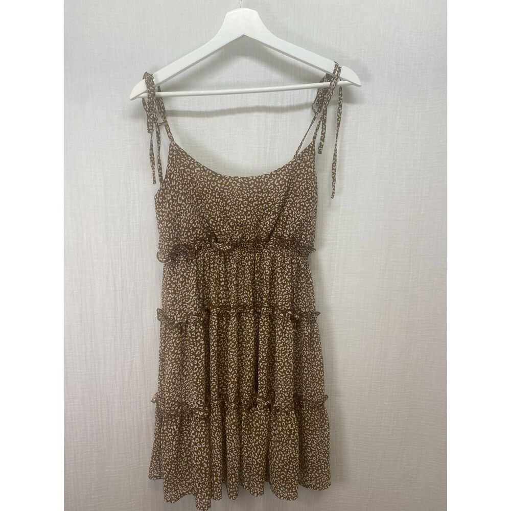 Flying Tomato Dress Women's Size S Brown Sleeveless Tiered Adjustable Straps